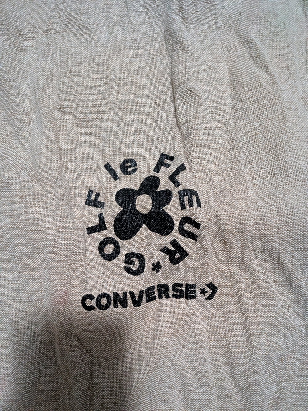 Converse Golf le Fleur Natural Canvas Drawstring Bag with Pink Cord - Picture 2 of 3